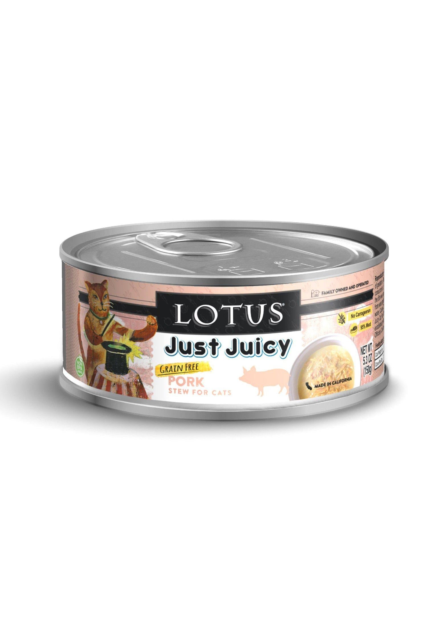 Lotus Just Juicy Pork Stew Wet Cat Food, 5.3 oz